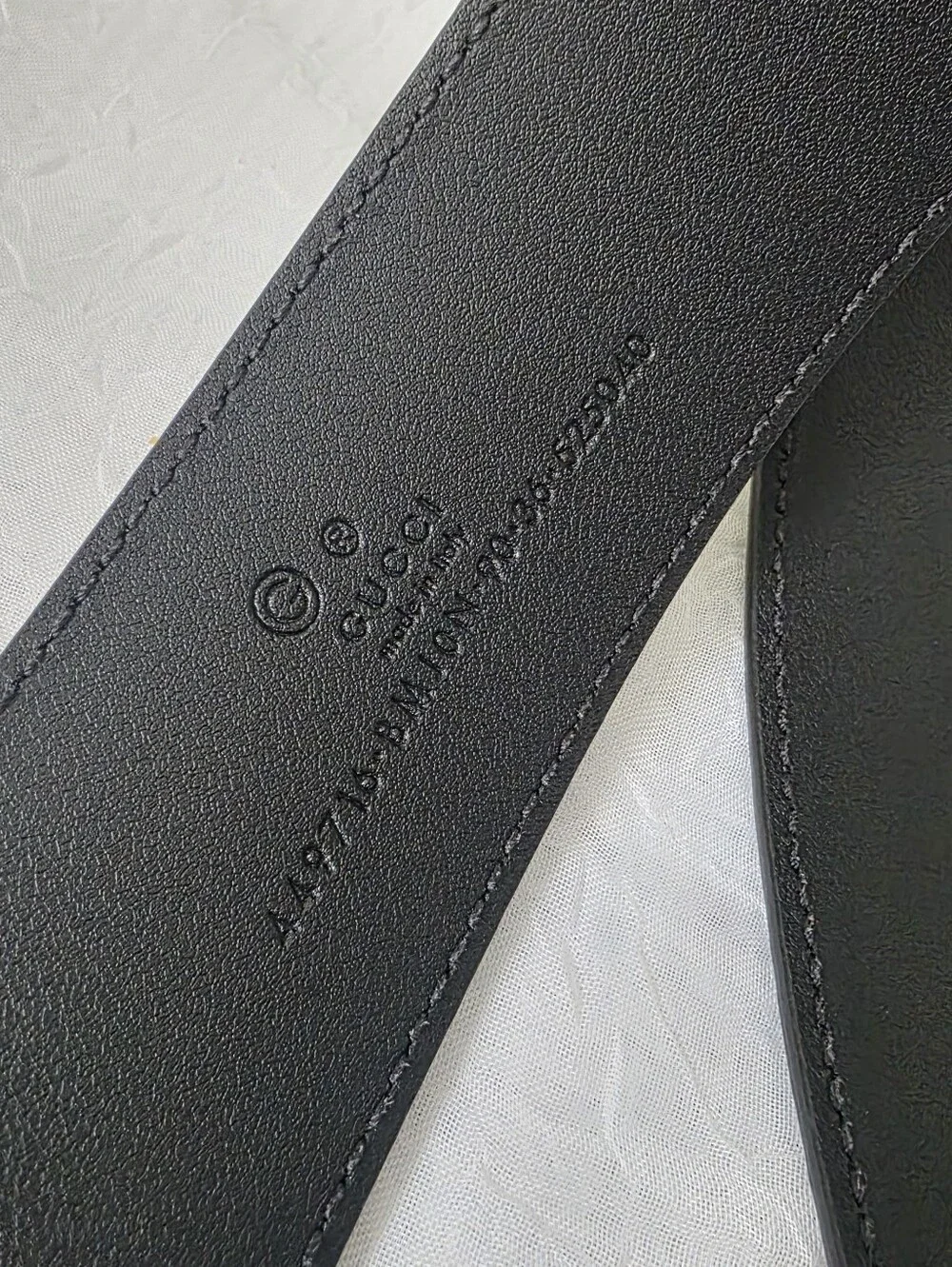 Auth Gucci Guccissima Men Black Leather Belt with Silver Buckle